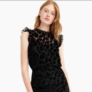 J. Crew Black Ruffle Sleeve Top